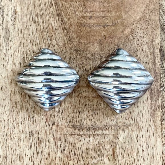 Vintage Mexico Taxco Sterling Silver 925 Modernist Clip On Earrings Mother's Day - Picture 4 of 7